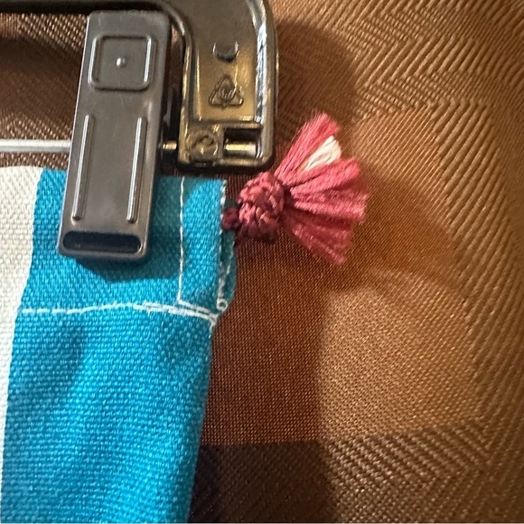 Meher Kakalia Canvas Dust Bag Teal Turquoise Cream Logo Stripe - Picture 3 of 3